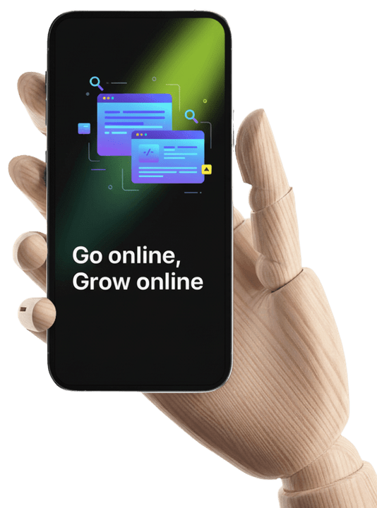 Website design mockup on mobile phone